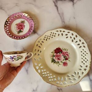 Formalities Baum Brothers fine china plate teacup floral victorian Royal Halsey